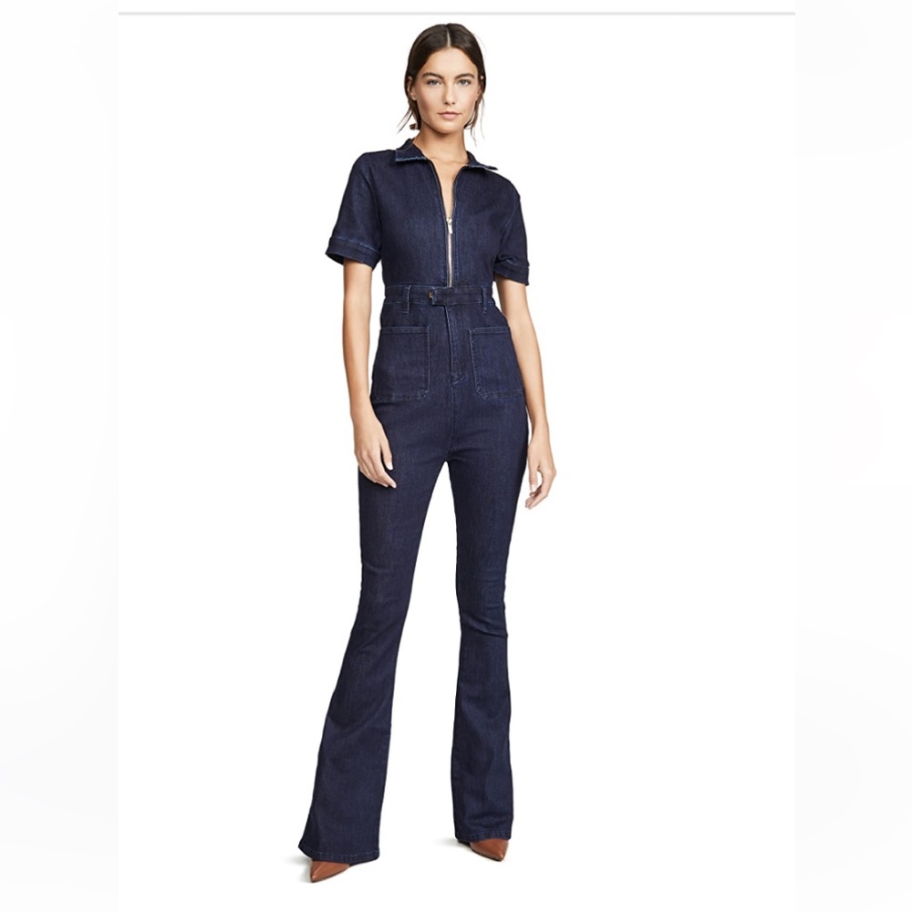 WeWoreWhat Flared Denim Jumpsuit